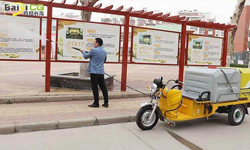 物業小型三輪高壓清洗車路面沖洗,公告欄清潔多面手